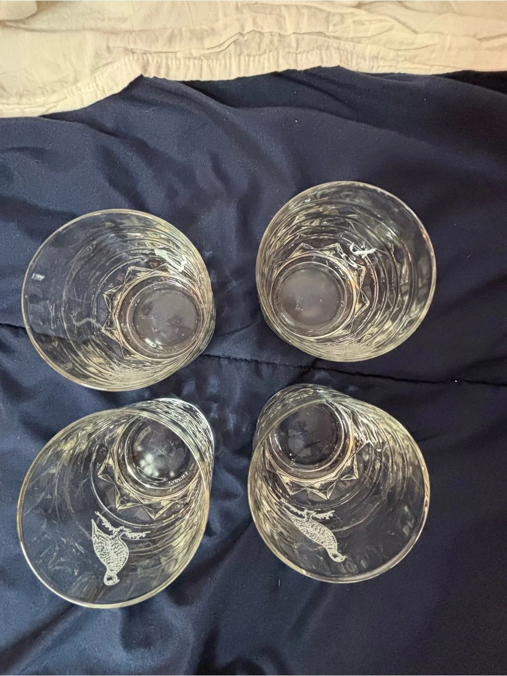 vintage 1990 The Famous Grouse set of 4 Scotch glasses France NWOT etched